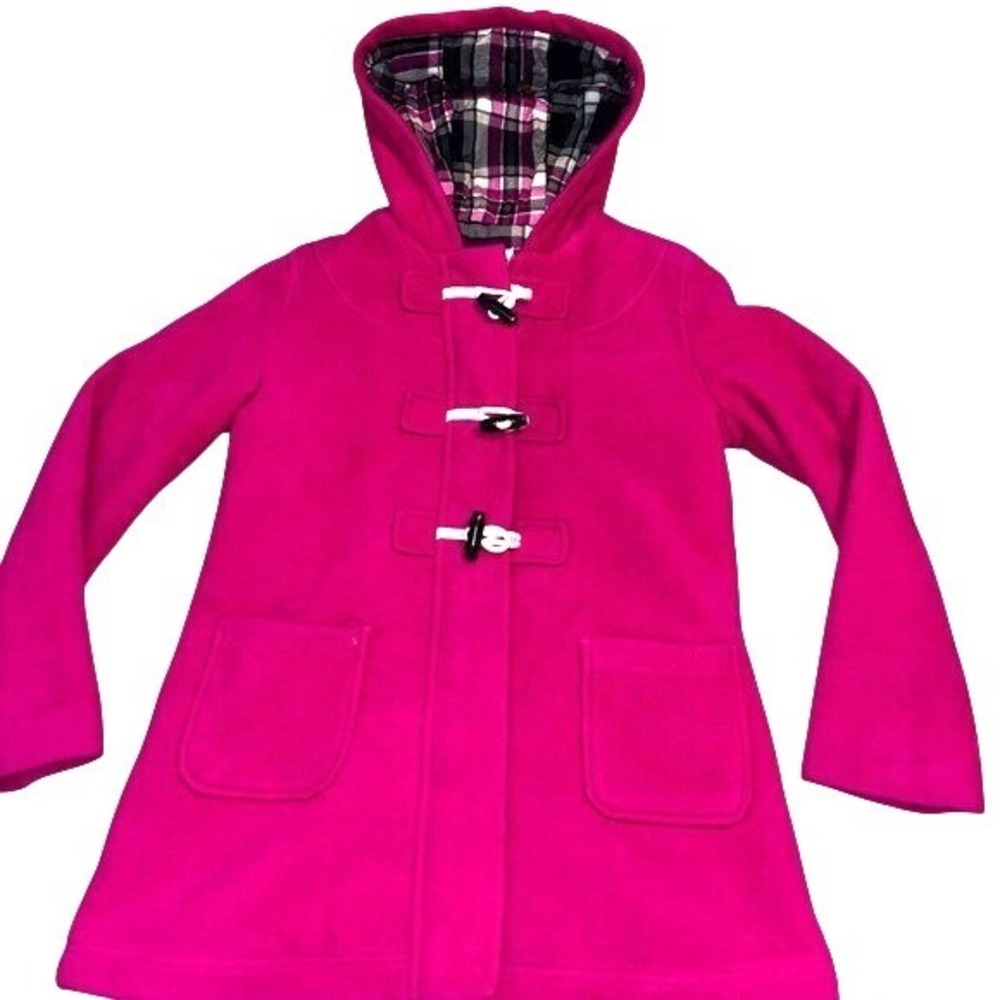 Old Navy Girls Magenta Pink Fleece Toggle Hooded Coat Jacket Size Large (C10)